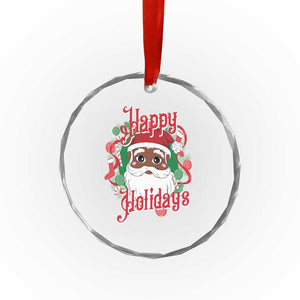 Black Santa Crystal Glass Ornament Happy Holidays African American Santa TS09 Print Your Wear