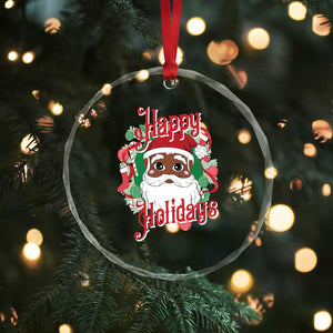 Black Santa Crystal Glass Ornament Happy Holidays African American Santa TS09 Print Your Wear
