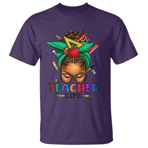 Black Teacher Life Messy Bun African American Educate T Shirt TS09 Purple Printyourwear
