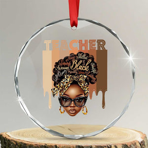 Black Teacher Magic Crystal Glass Ornament Black History Month Afro Hair Melanin TS02 Transparent Glass 3'' Circle Print Your Wear