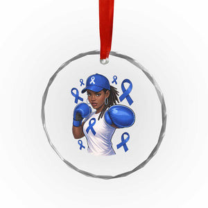 Black Women Fight Colon Cancer Blue Ribbon Crystal Glass Ornament African American Girls TS10 Print Your Wear