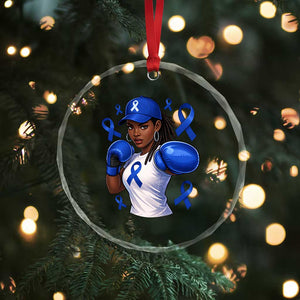 Black Women Fight Colon Cancer Blue Ribbon Crystal Glass Ornament African American Girls TS10 Print Your Wear