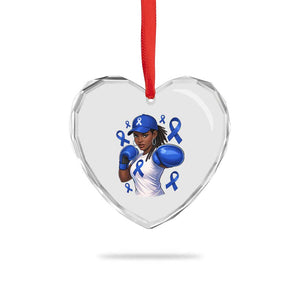 Black Women Fight Colon Cancer Blue Ribbon Heart Crystal Glass Ornament African American Girls TS10 Print Your Wear