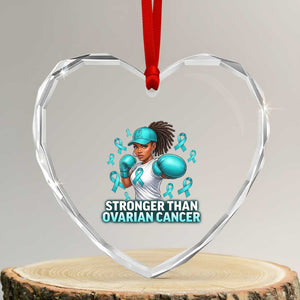Black Women Fight Ovarian Cancer Awareness Heart Crystal Glass Ornament African American Teal Ribbon Support TS10 Transparent Glass 3'' Heart Print Your Wear