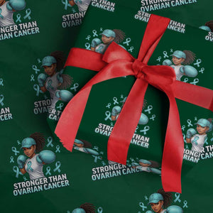 Black Women Fight Ovarian Cancer Awareness Wrapping Paper Roll African American Teal Ribbon Support TS10 Green Print Your Wear
