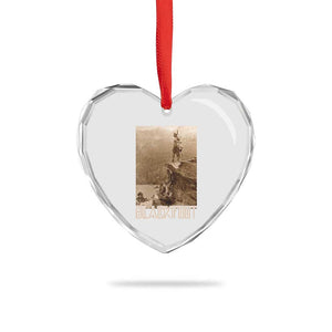 Blackfoot Native American Indians At Glacier National Park Heart Crystal Glass Ornament
