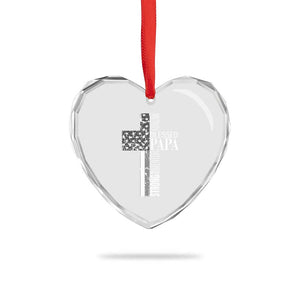 Blessed Papa Christian Cross Heart Crystal Glass Ornament Faithful Dad Religious American Flag TS02 Print Your Wear