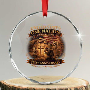 Blessings 250 Years America Crystal Glass Ornament Christian Patriotic One Nation Under God Founding Fathers TS10 Transparent Glass 3'' Circle Print Your Wear