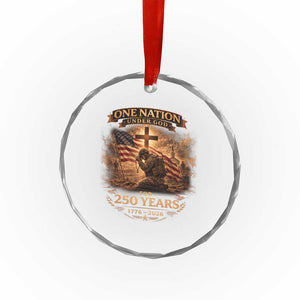 Blessings 250 Years America Crystal Glass Ornament Christian Patriotic One Nation Under God US Flag TS10 Print Your Wear