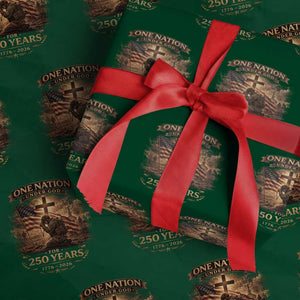 Blessings 250 Years America Wrapping Paper Roll Christian Patriotic One Nation Under God US Flag TS10 Green Print Your Wear