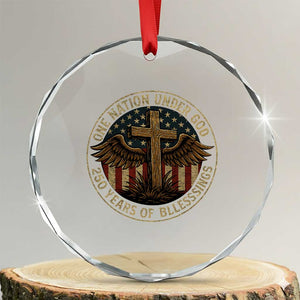 Blessings America 250 Years Crystal Glass Ornament One Nation Under God USA 250th Anniversary Patriotic Cross TS10 Transparent Glass 3'' Circle Print Your Wear