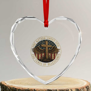 Blessings America 250 Years Heart Crystal Glass Ornament One Nation Under God USA 250th Anniversary Patriotic Cross TS10 Transparent Glass 3'' Heart Print Your Wear