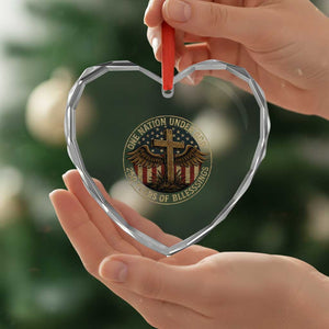Blessings America 250 Years Heart Crystal Glass Ornament One Nation Under God USA 250th Anniversary Patriotic Cross TS10 Print Your Wear