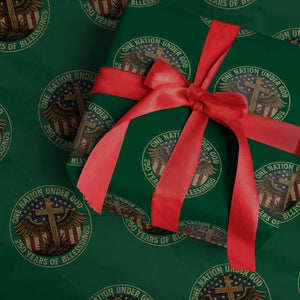 Blessings America 250 Years Wrapping Paper Roll One Nation Under God USA 250th Anniversary Patriotic Cross TS10 Green Print Your Wear