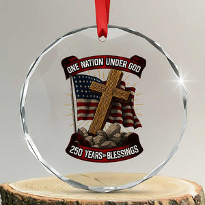 Blessings America Crystal Glass Ornament One Nation Under God USA 250th Anniversary Patriotic Christian TS10 Transparent Glass 3'' Circle Print Your Wear