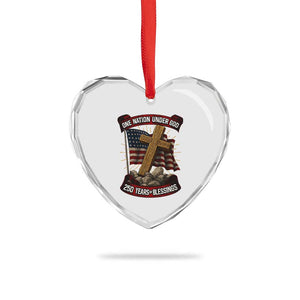 Blessings America Heart Crystal Glass Ornament One Nation Under God USA 250th Anniversary Patriotic Christian TS10 Print Your Wear