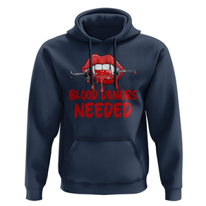 Blood Donors Needed Funny Vampire Lip Hoodie TS09 Navy Printyourwear