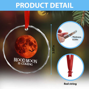 Blood Moon Is Coming Spooky Halloween Crystal Glass Ornament Flying Bats Gothic Dark Horror Graphic TS02 Print Your Wear