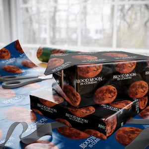 Blood Moon Is Coming Spooky Halloween Wrapping Paper Roll Flying Bats Gothic Dark Horror Graphic TS02 Black Print Your Wear