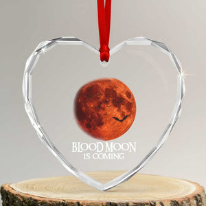 Blood Moon Is Coming Spooky Halloween Heart Crystal Glass Ornament Flying Bats Gothic Dark Horror Graphic TS02 Transparent Glass 3'' Heart Print Your Wear