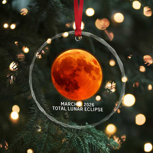 Blood Moon Total Lunar Eclipse March 3 2026 Crystal Glass Ornament Blood Moon Astronomy Souvenir Graphic TS02 Print Your Wear