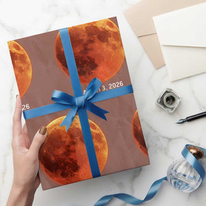 Blood Moon Total Lunar Eclipse March 3 2026 Wrapping Paper Roll Blood Moon Astronomy Souvenir Graphic TS02 Mocha Print Your Wear