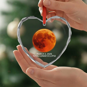 Blood Moon Total Lunar Eclipse March 3 2026 Heart Crystal Glass Ornament Blood Moon Astronomy Souvenir Graphic TS02 Print Your Wear