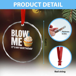 Blow Me Its My Birthday Crystal Glass Ornament Funny Adult Humor Dirty Jokes Bday Gag Gifts TS10 Print Your Wear