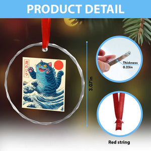 Blue Cat Giant Monster Japanese Art Crystal Glass Ornament Kawaii Demon Tiger Funny Kitty Dad Gifts TS10 Print Your Wear