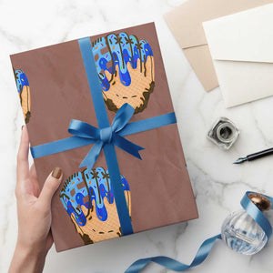 Blue Ice Cream Cone Baseball Glove Drip Wrapping Paper Roll TS02 Mocha Print Your Wear
