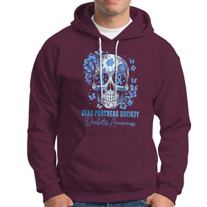 Blue Sugar Skull Dead Pancreas Society Diabetes Awareness Hoodie TS02 Maroon Printyourwear