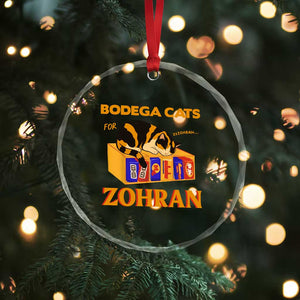 Bodega Cats for Zohran Crystal Glass Ornament New York Mamdani Supporter Mayor Cute Cat TS02 Print Your Wear