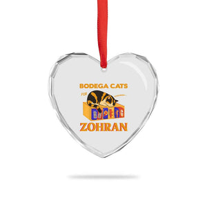 Bodega Cats for Zohran Heart Crystal Glass Ornament New York Mamdani Supporter Mayor Cute Cat TS02 Print Your Wear