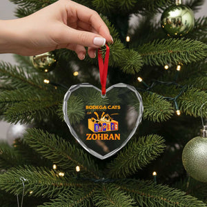 Bodega Cats for Zohran Heart Crystal Glass Ornament New York Mamdani Supporter Mayor Cute Cat TS02 Print Your Wear