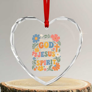 Boho Floral Christian Heart Crystal Glass Ornament Blessed Saved By Jesus Cross Flower TS10 Transparent Glass 3'' Heart Print Your Wear