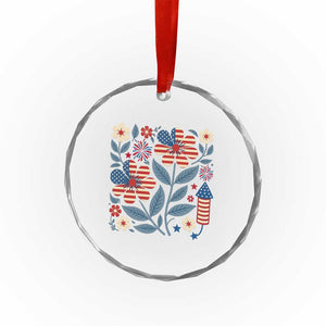 Boho Patriotic Daisy American Flag Floral Crystal Glass Ornament TS12 Print Your Wear