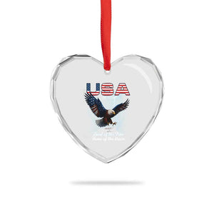 Bold Patriotic American Eagle Heart Crystal Glass Ornament Land of the Free Home of the Brave Est 1776 TS02 Print Your Wear