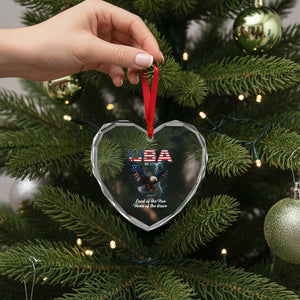 Bold Patriotic American Eagle Heart Crystal Glass Ornament Land of the Free Home of the Brave Est 1776 TS02 Print Your Wear