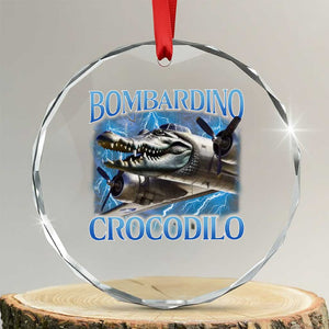 Bombardino Crocodilo Crystal Glass Ornament Internet Memes Italian Brainrot TS10 Transparent Glass 3'' Circle Print Your Wear