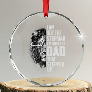 Bonus Dad Crystal Glass Ornament Stepdad Gifts From Stepdaughter Stepson Cross Lion Stepped Up Dad TS10 Transparent Glass 3'' Circle Print Your Wear