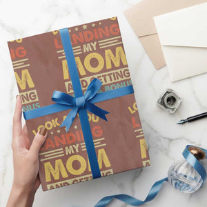 Bonus Dad Wrapping Paper Roll Look At You Landing My Mom And Getting Me As A Bonus TS11 Mocha Print Your Wear