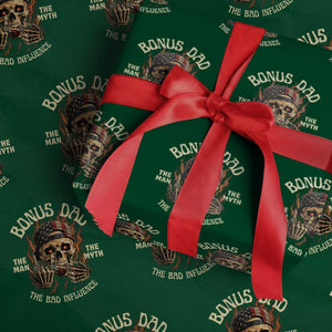 Bonus Dad Wrapping Paper Roll The Man Myth Bad Influence Step Dad Vintage Skull USA Flag TS10 Green Print Your Wear
