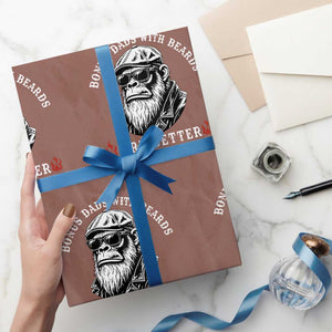 Bonus Dad Gifts Wrapping Paper Roll Retro Bigfoot Stepdad With Beards Are Better
