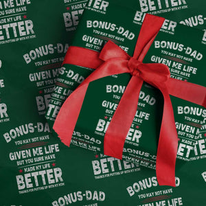 Bonus dad Wrapping Paper Roll Step Dad Fathers Day TS10 Green Print Your Wear