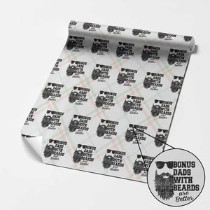 Bonus Dads With Beards Are Better Wrapping Paper Roll Retro Step Dad Fathers Day