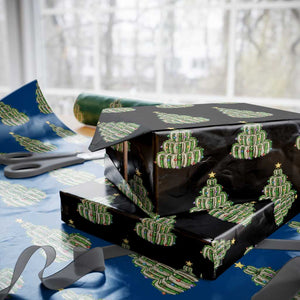 Book Christmas Tree Book Lover Teacher Librarian Wrapping Paper Roll TS11 Black Print Your Wear