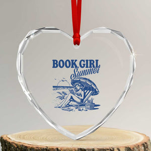 Book Girl Summer Heart Crystal Glass Ornament Funny Beach Book Lover Gift