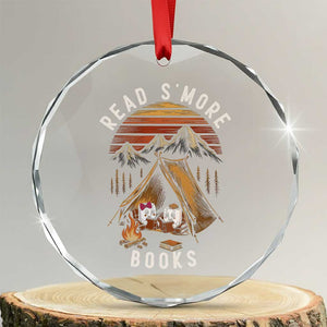 Book Lover Gift Crystal Glass Ornament Read Smore Books Camping Humor TS12 Transparent Glass 3'' Circle Print Your Wear