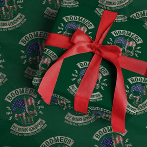 Boomers Generation Wrapping Paper Roll Before All You Sissie Were Born Skull USA Flag TS10 Green Print Your Wear