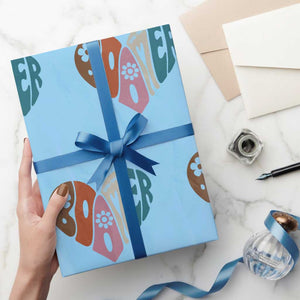 Boomers Generation Wrapping Paper Roll Vintage 40s 50s 60s Hippe Peace Love Hippy TS10 Light Blue Print Your Wear